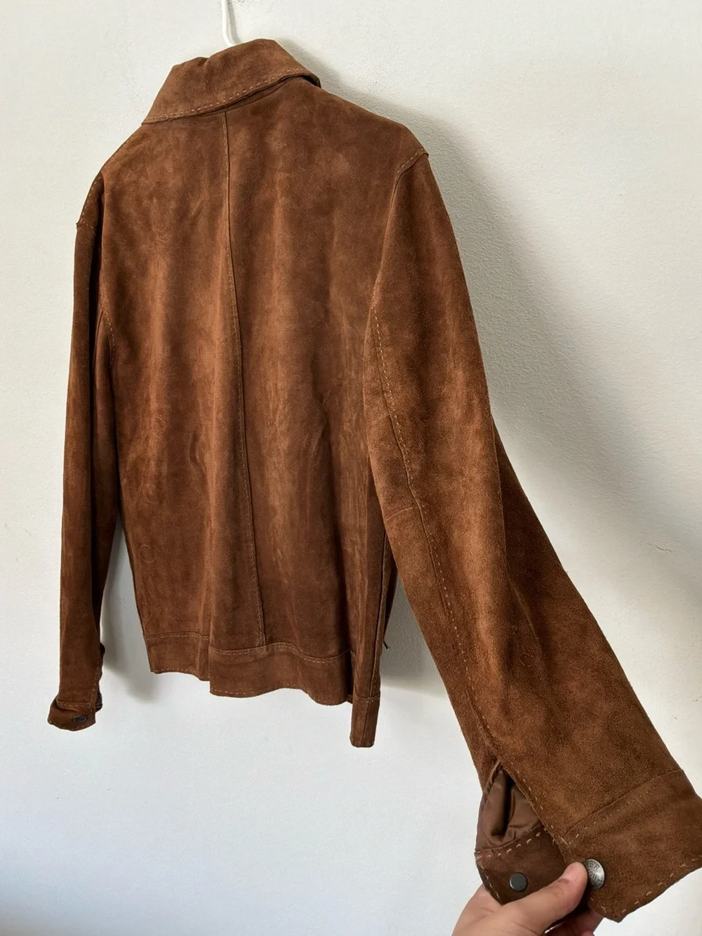 Banana Republic Genuine Suede Leather Brown Zip Jacket Size Small Y2K